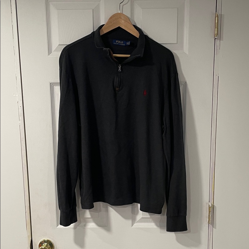 Polo by Ralph Lauren Black Quarter-Zip Pullover with Red Pony